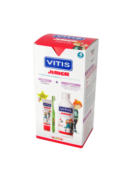 Vitis Junior Pack Promoprocional 1 Colutorio 500 Ml + 1 Envase Gel Dentifrico 75 Ml + 1 Cepillo