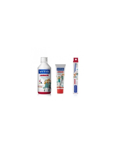 Vitis Junior Pack Promoprocional 1 Colutorio 500 Ml + 1 Envase Gel Dentifrico 75 Ml + 1 Cepillo