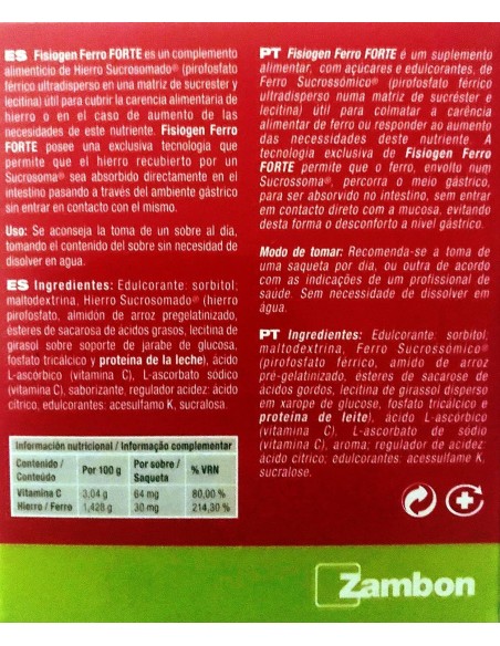 Fisiogen Ferro Fte 30 Sobres