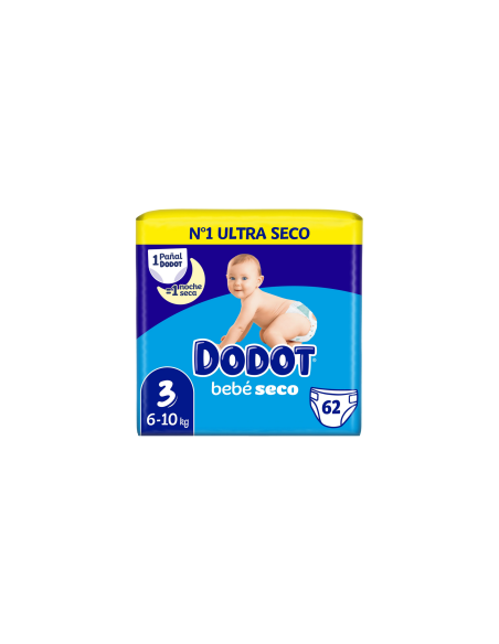 PAÑAL INFANTIL DODOT BEBE SECO VALUE TALLA 3 6-10 KG 62 UNIDADES PACK