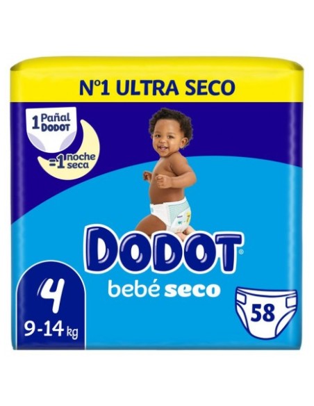 PAÑAL INFANTIL DODOT BEBE SECO VALUE TALLA 4 10-15 KG 58 UNIDADES PACK