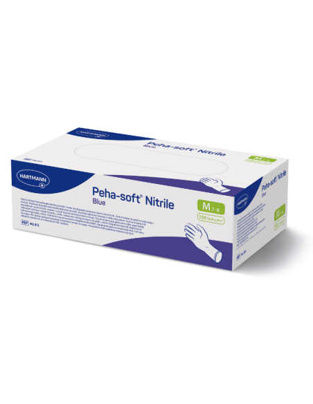 GUANTES DE NITRILO DESECHABLES HARTMANN 100 UNIDADES TALLA M AZULES