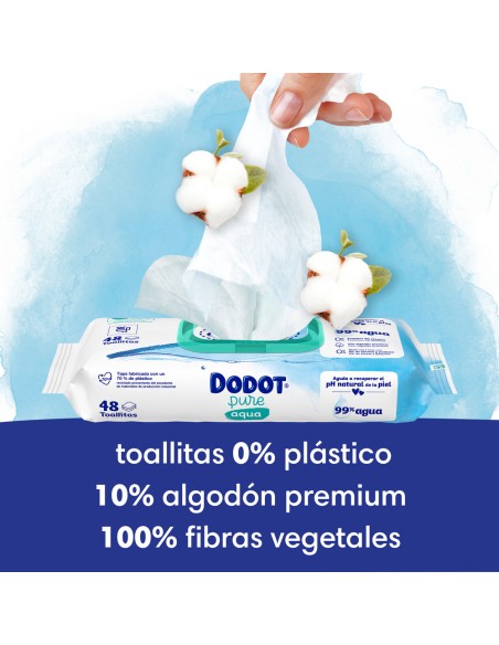 DODOT AQUA PURE TOALLITAS HUMEDAS PARA BEBES 48 UNIDADES PLASTIC FREE