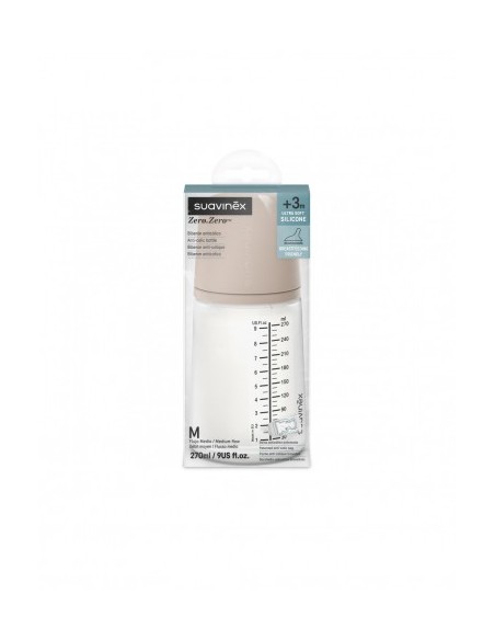 BIBERON ANTICOLICO T SILICONA SUAVINEX + 3 MESES 1 ENVASE 270 ML TALLA M ALMOND