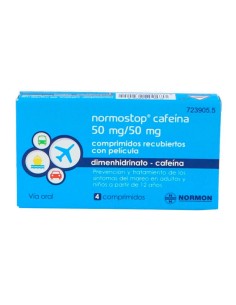 NORMOSTOP CAFEINA 50 MG/50 MG 4 COMPRIMIDOS RECUBIERTOS