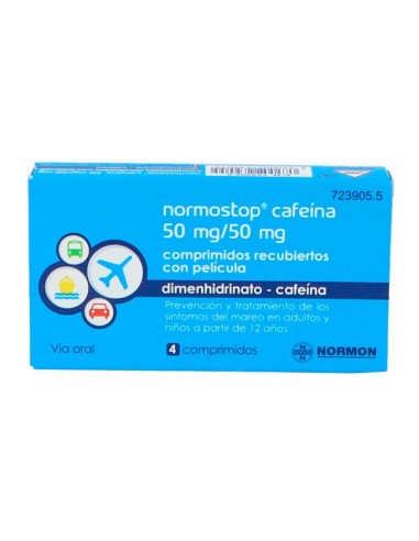 NORMOSTOP CAFEINA 50 MG/50 MG 4 COMPRIMIDOS...
